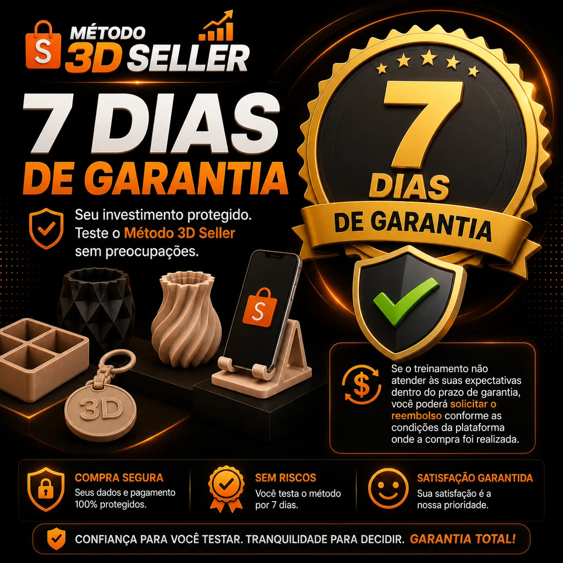 7 dias de garantia - Método 3D Seller